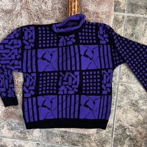 Vintage Purple and Black Mockneck Sweater